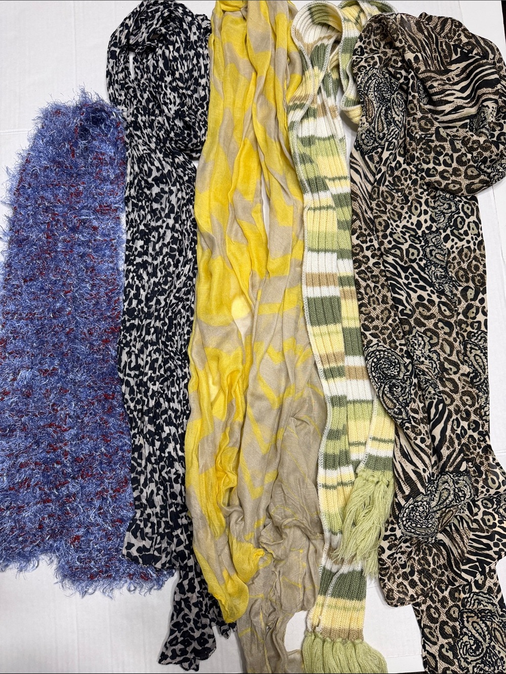 Assorted Women's Scarves Bundle - Yellow, Green, Animal Prints